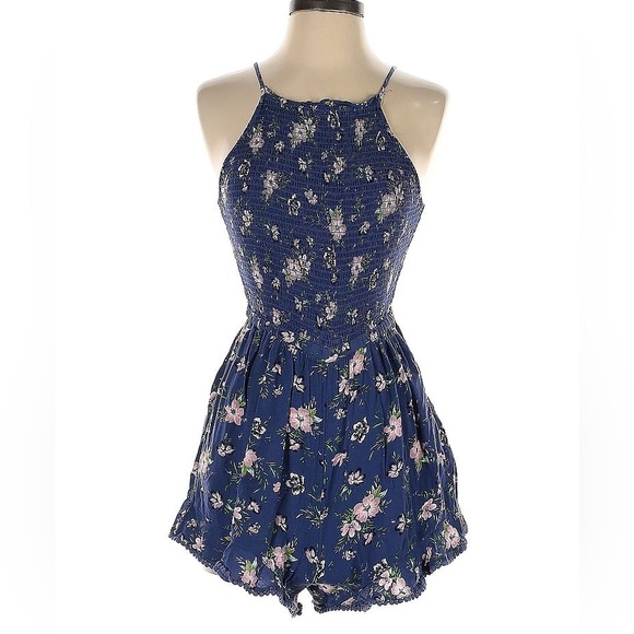 American Eagle Outfitters Pants - American Eagle Outfitters Blue Floral Romper
